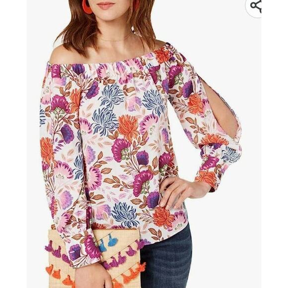 INC International Concepts Lovely Lobelia  Floral Top 1XL NWT - Picture 1 of 8